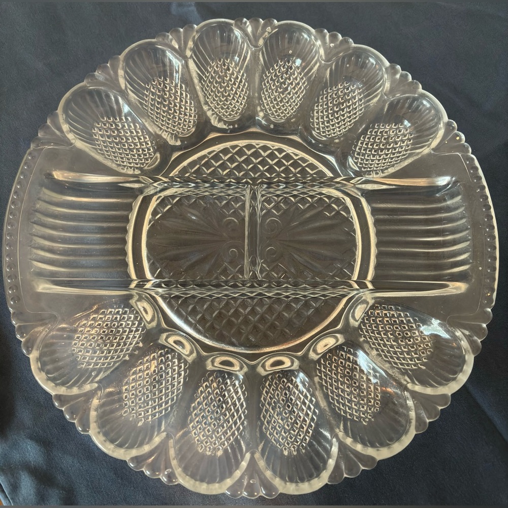 Elegant Glass Deviled Egg & Relish Tray